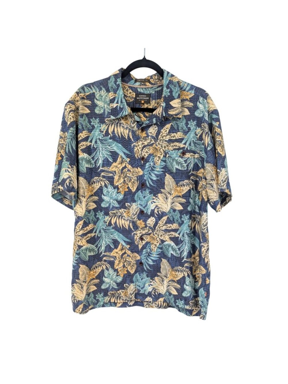 Quiksilver Waterman Button Up Shirt Tropical Floral Coastal Resort Aloha Large